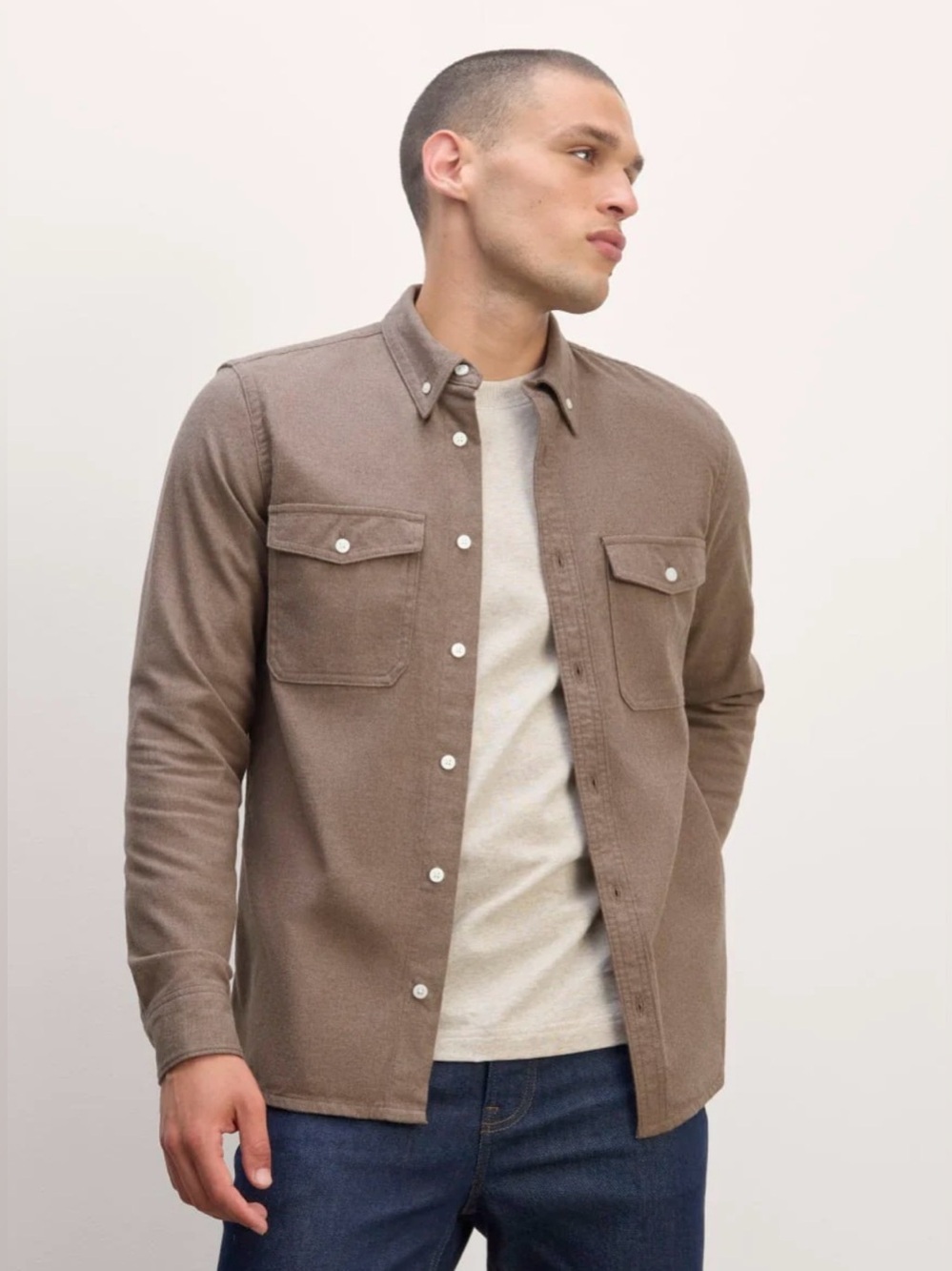 Everlane The Brushed Flannel Shirt in Gray , size M
